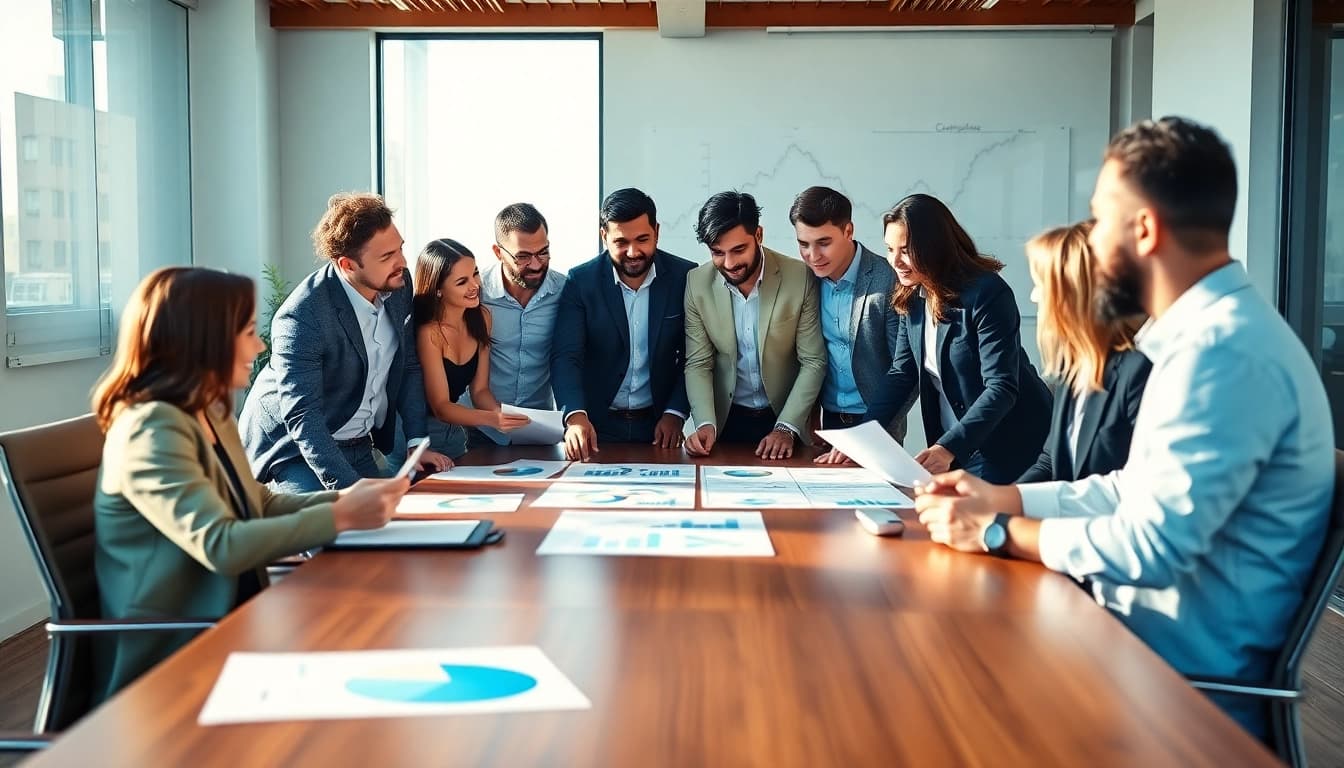 Fostering founder leadership insights through dynamic discussion in a modern office setting.