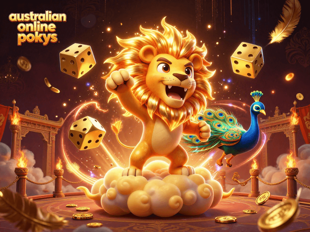 Engage with australian online pokies and dynamic game elements, featuring vibrant digital art.