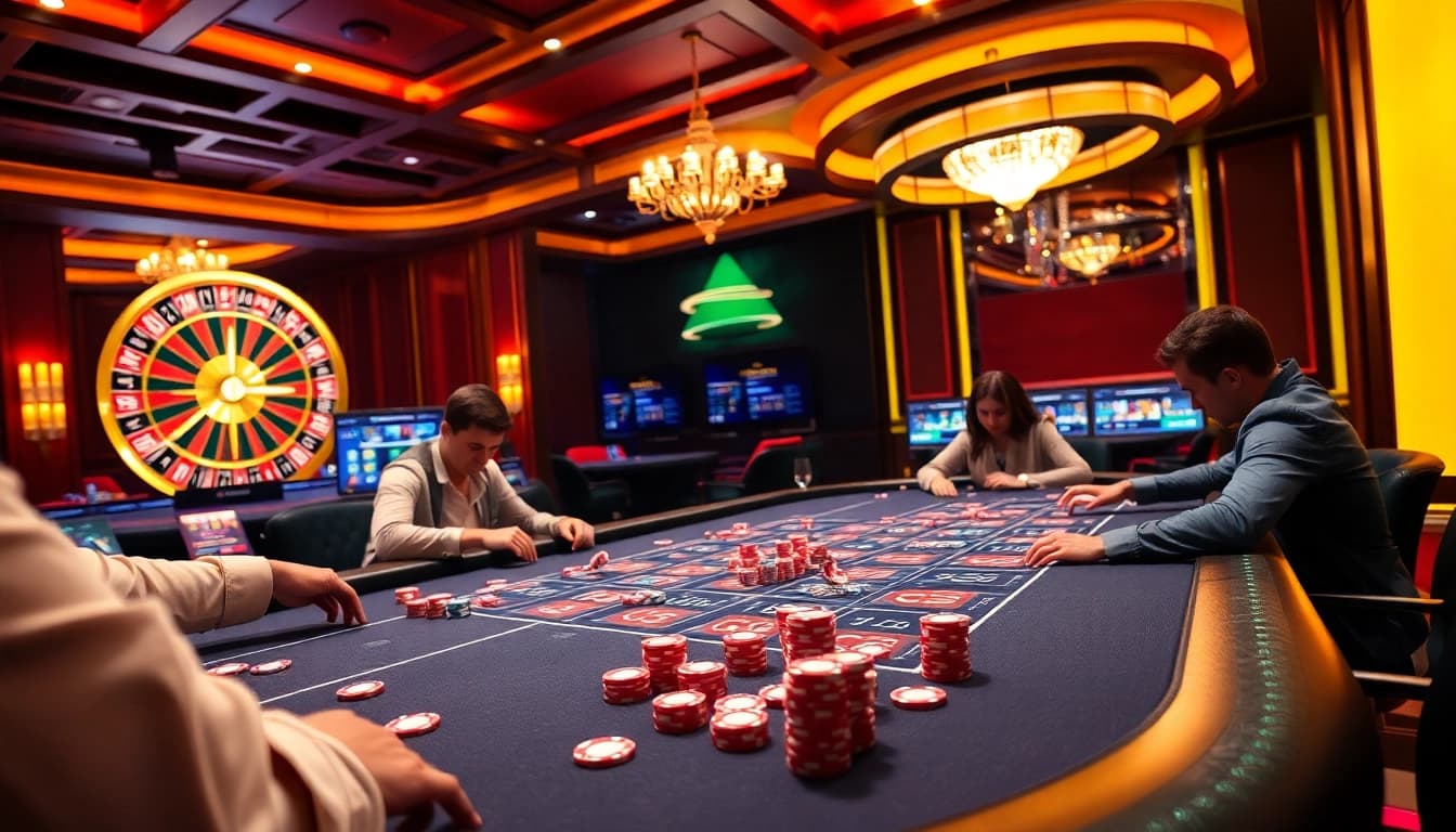 Experience high-stakes play at https://f8bet.dental/ with vibrant poker chips and an authentic roulette wheel.