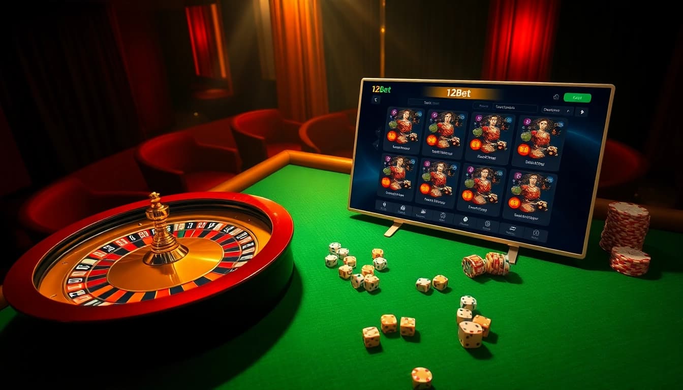 Engaging online gambling scene highlighting ink vao 12bet with roulette and betting interface.