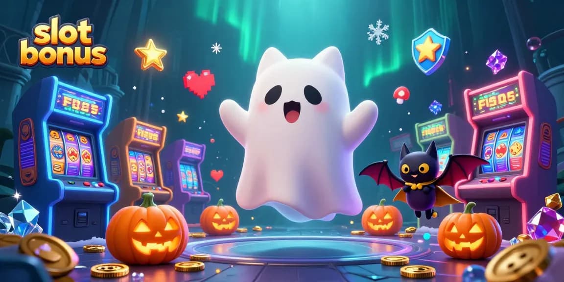 Experience the thrill of a slot bonus with a playful ghost cat in a haunted casino.