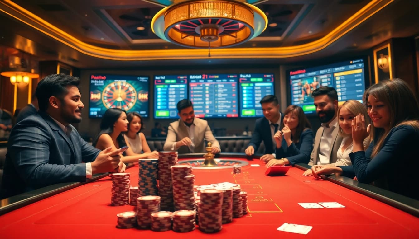 Experience the thrill of winning at https://s8glx.com with vibrant casino tables and players enjoying their games.