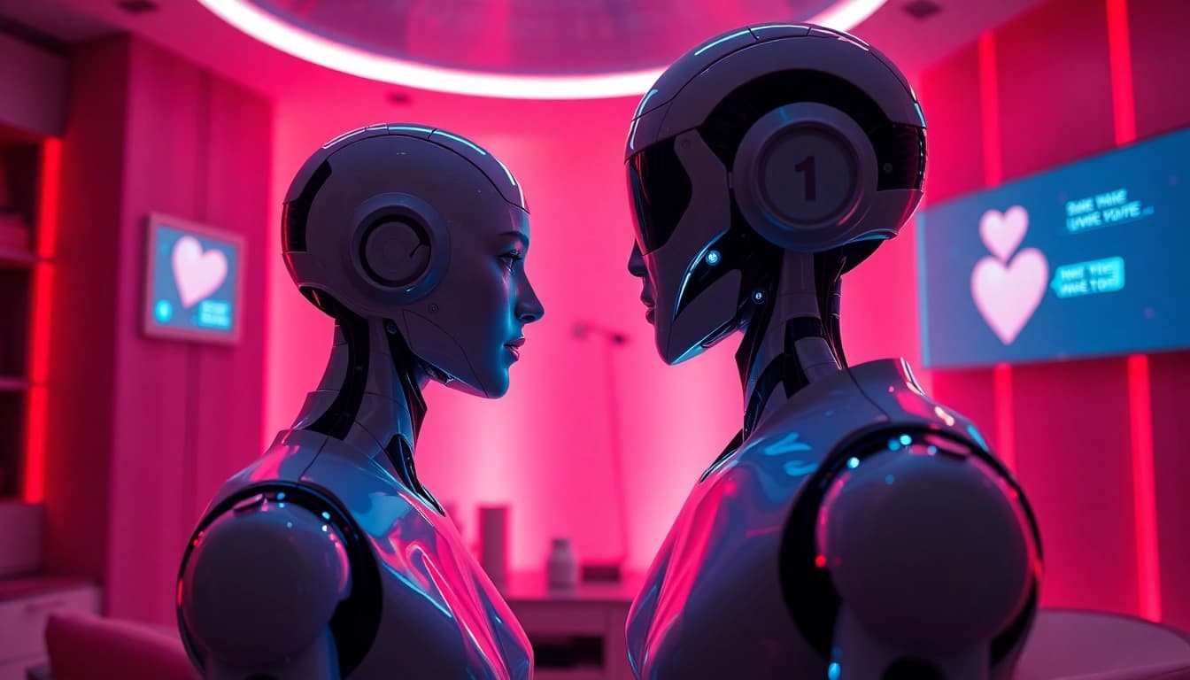 Engaging scene of AI sex interaction showcasing a lifelike robot in a modern setting.
