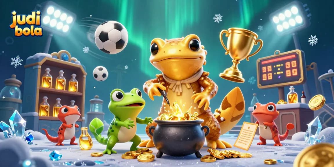 Bet on judi bola with vivid 3D illustration showcasing a fantasy alchemist transforming metals into gold.