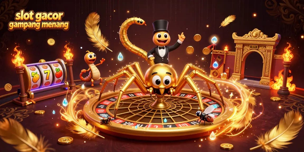 Mengalami slot gacor gampang menang dengan ilustrasi 3D menarik dari laba-laba emas di kasino.