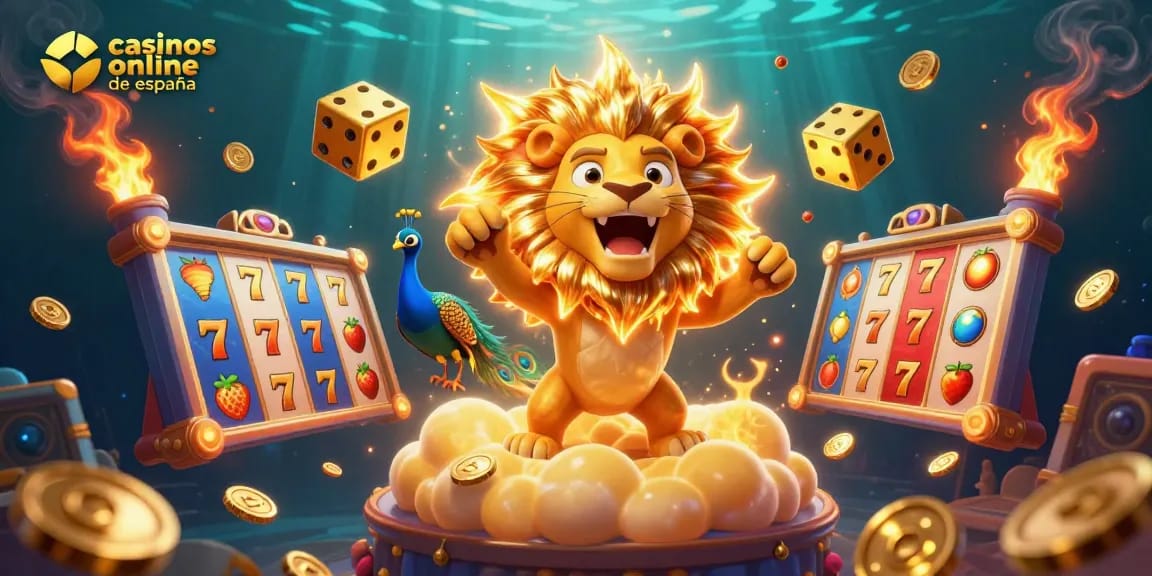 Disfruta de la acción en los casinos online de España con un león dorado y dados espectaculares.