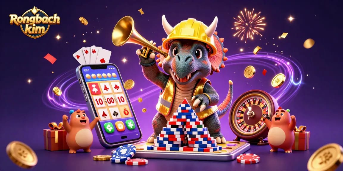 Experience excitement with Rongbach kim showcasing vibrant lottery game elements and playful characters.