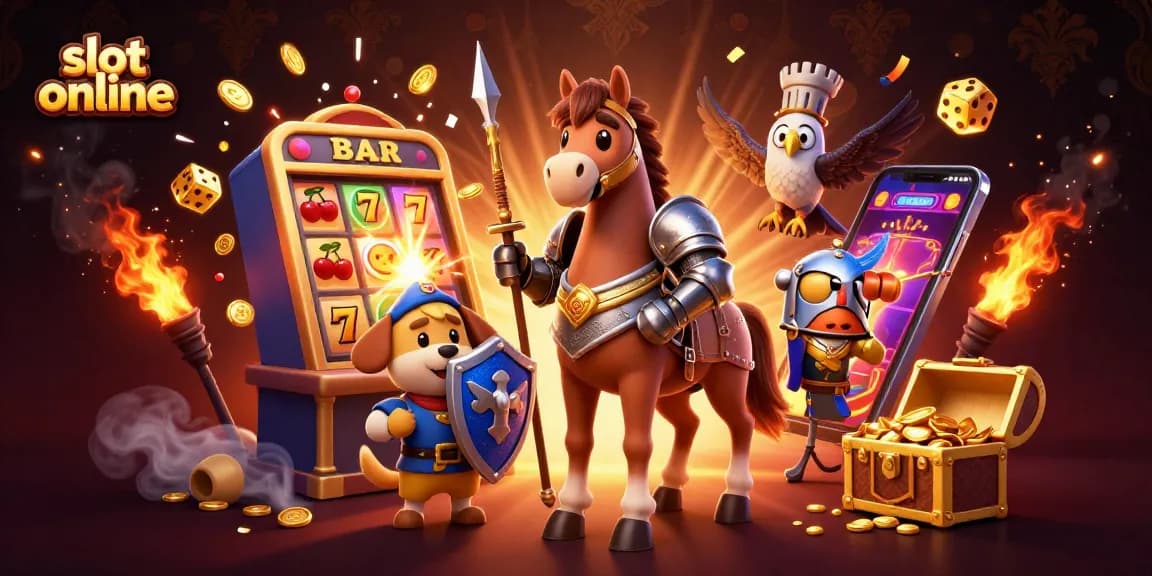 Spin to win at slot online with a knight, squire, and falcon amidst a jackpot burst.