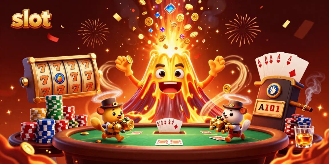 Spin and win at slots with golden treasures and joyous creatures in a vibrant casino scene