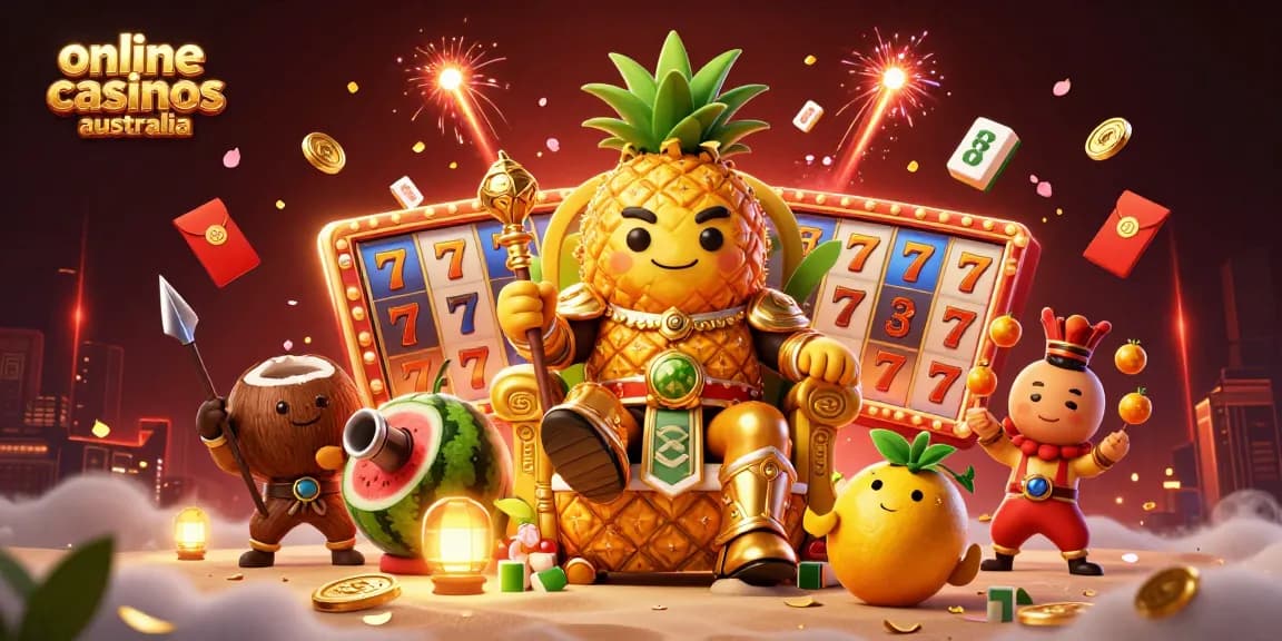 Experience the excitement of online casinos Australia with vibrant gaming elements and characters in action.