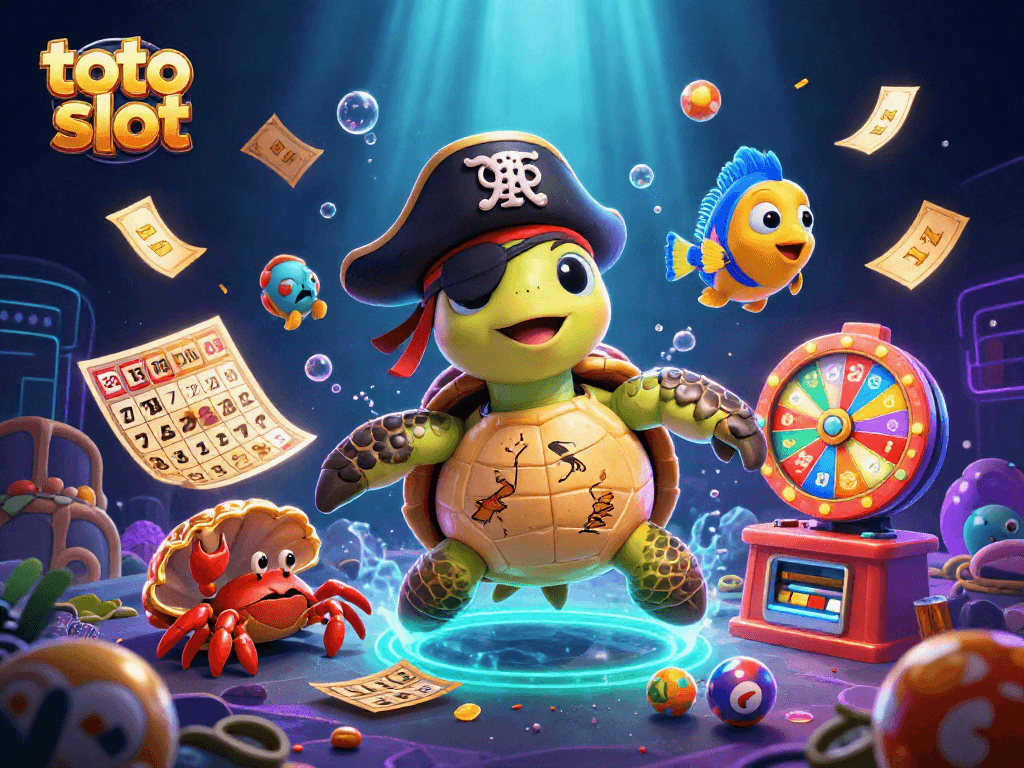 Play the exciting toto slot with vibrant characters and engaging gaming elements surrounding treasure.
