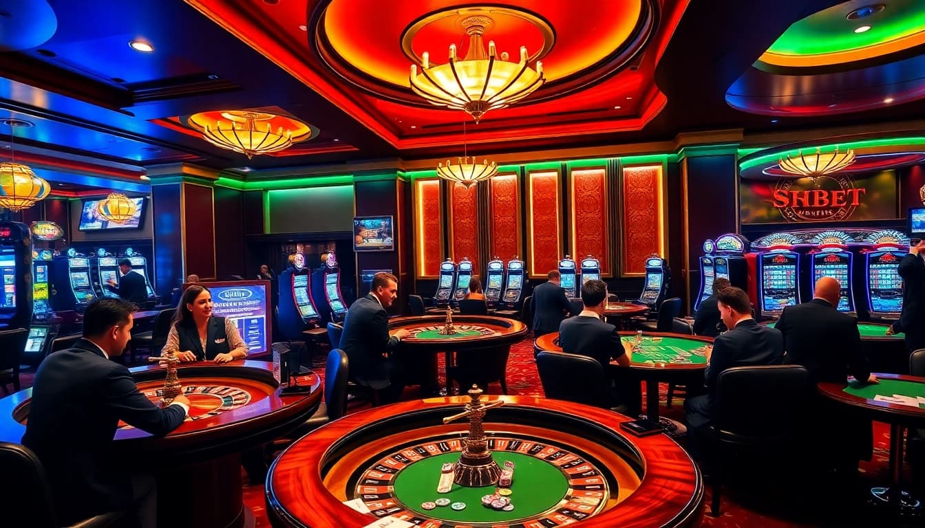 Experience the excitement of shbet with vibrant gaming chips and elegant casino tables.