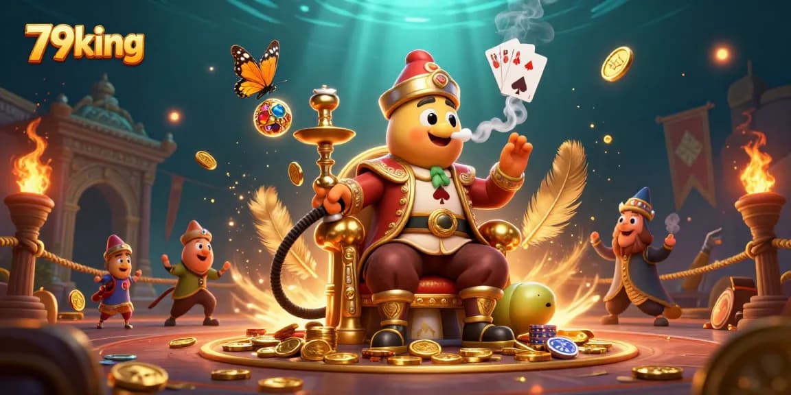 Experience thrilling poker gameplay with 79king, featuring a whimsical caterpillar and vibrant casino elements.