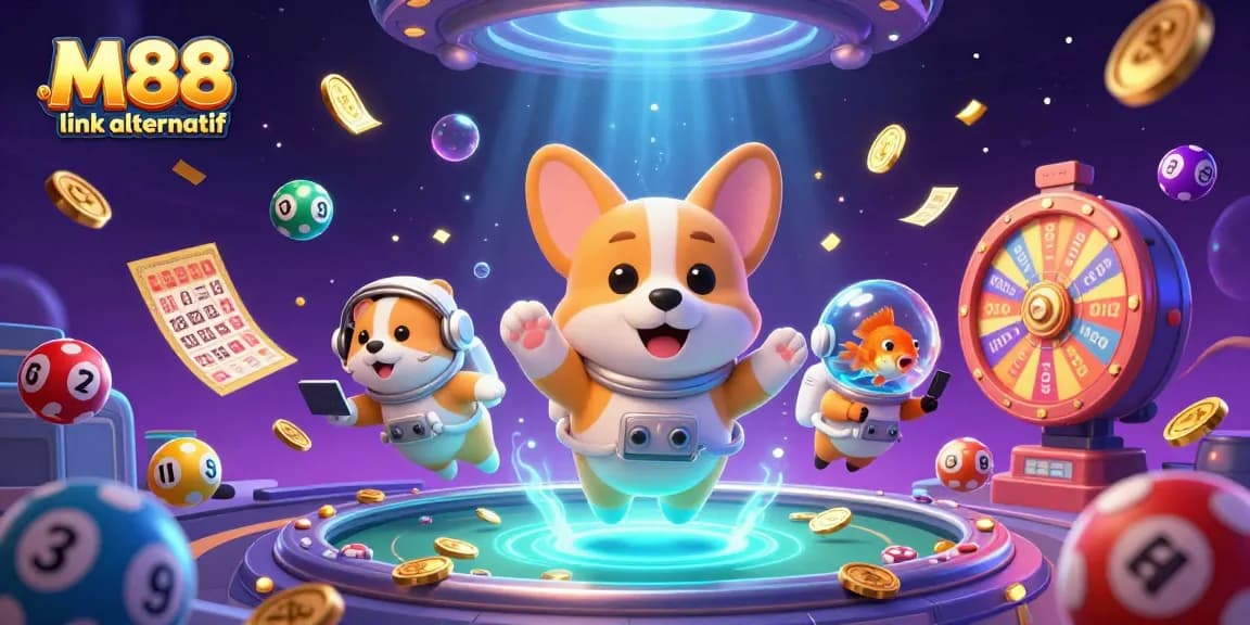 Experience the thrill of M88 link alternatif in this vibrant 3D casino scene.