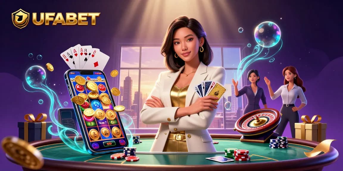 Experience UFABET's thrilling gambling action with glamorous visuals and dynamic casino elements.