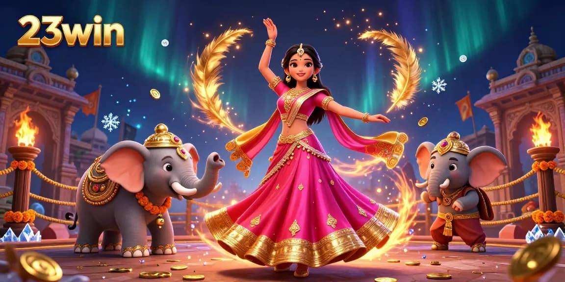 Experience vibrant casino gaming at 23win with alluring characters and festive atmosphere.