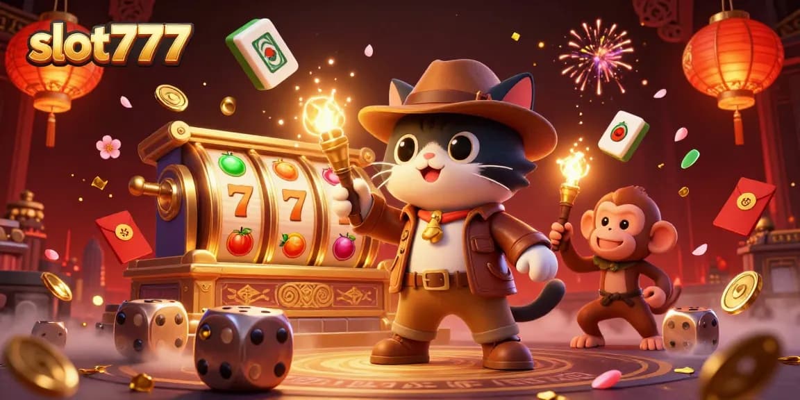 Experience exciting gaming action with slot777 in a vibrant, richly detailed 3D casino scene.