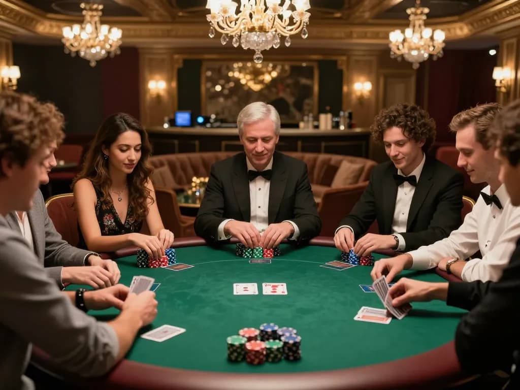 Dunrightbuildingservices hosts an elegant poker game night with friends, showcasing strategic plays and social excitement