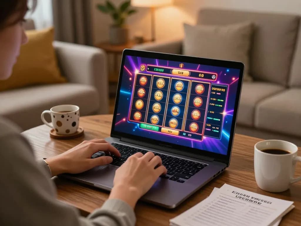 Engaging moment of online casino play highlighting the qq88 link mới experience with vibrant slots interface.