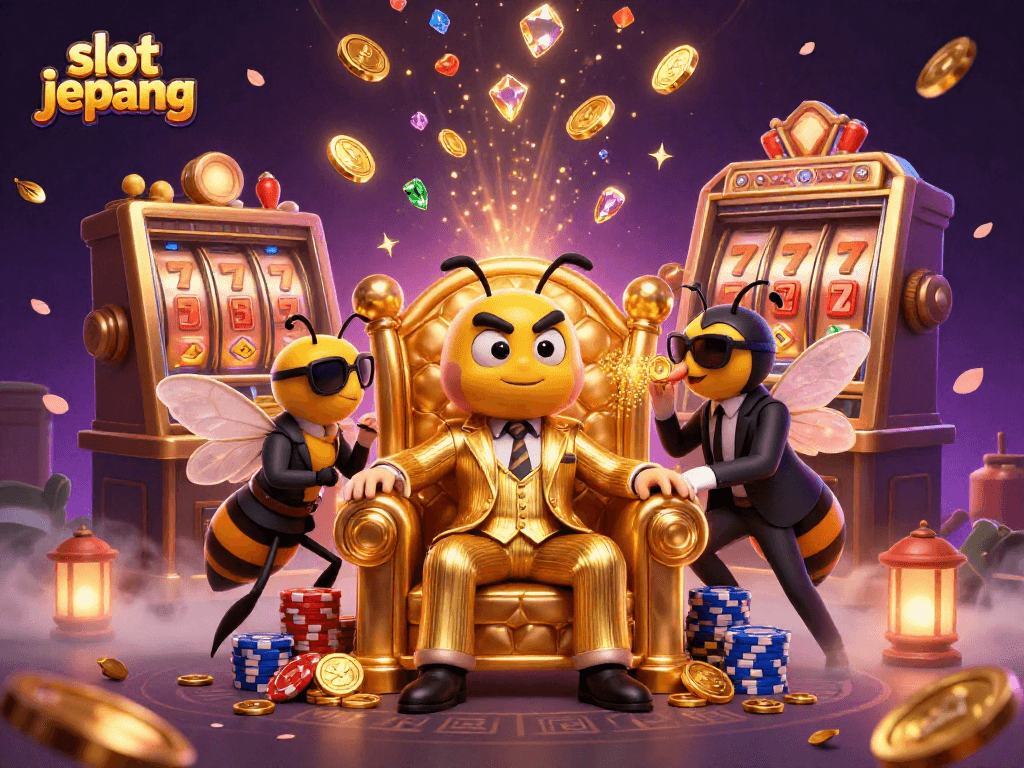 Experience the thrill of slot jepang with exciting game elements and charming characters in this vibrant illustration.