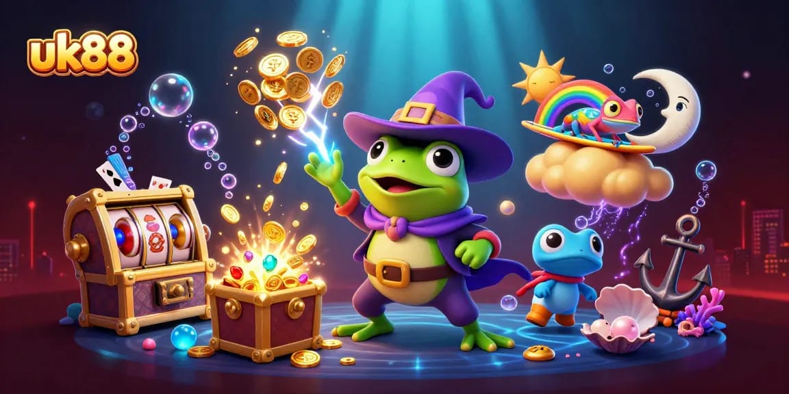 Win big with uk88 as the golden coins rain down in this vibrant casino scene.