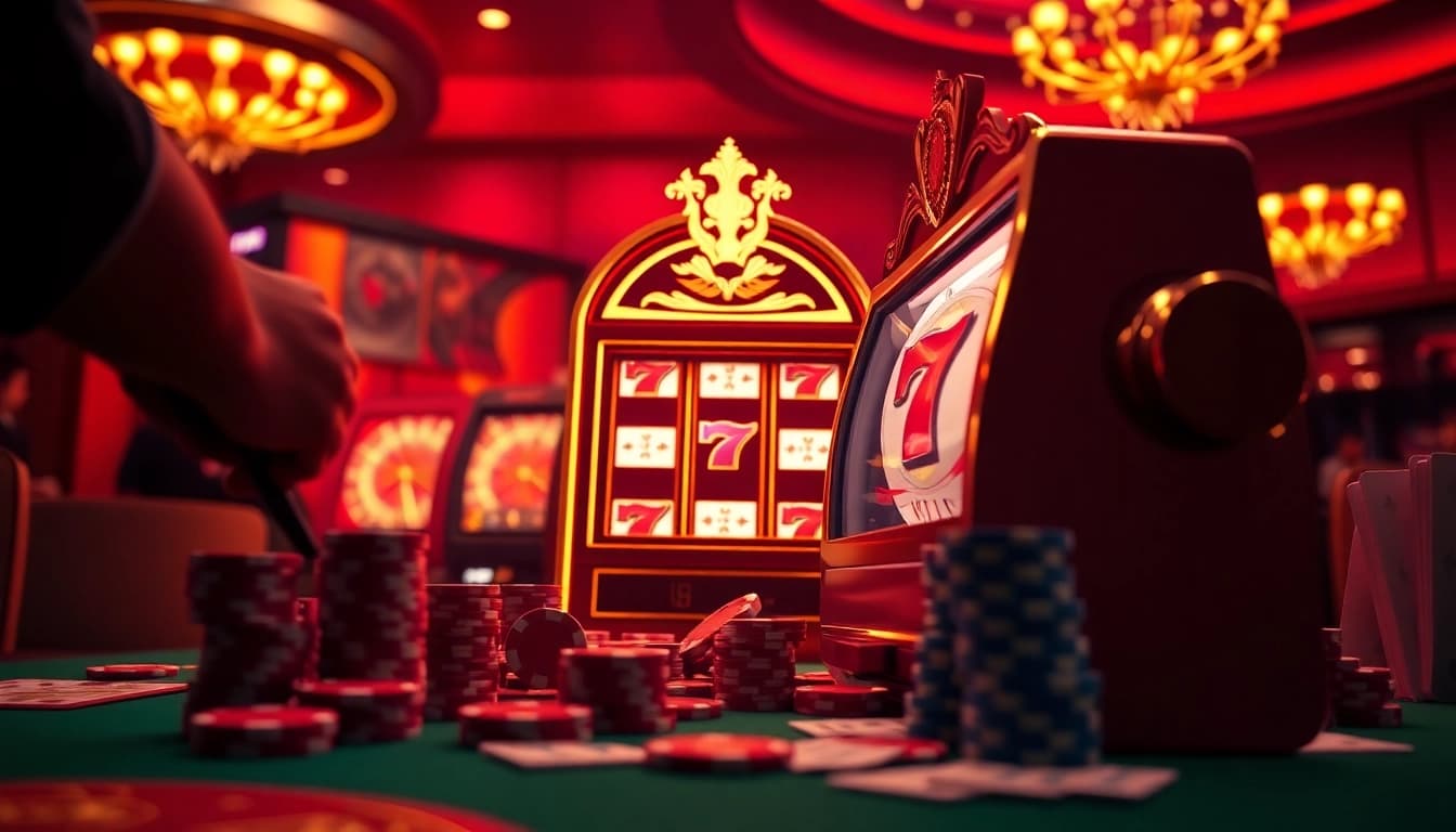 Experience the excitement of pen 4d slots in a vibrant casino atmosphere filled with chips and cards.