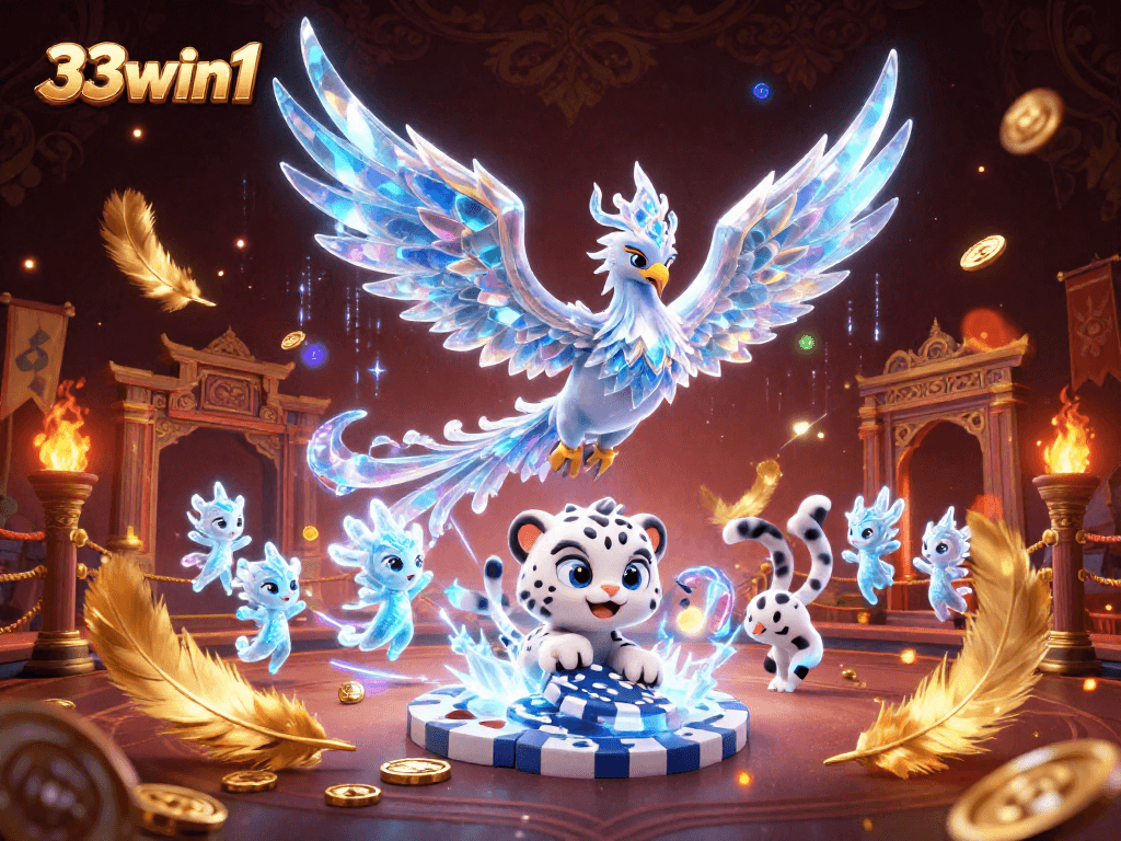 Experience high-stakes action with 33win1 in a vibrant casino-themed fantasy scene.