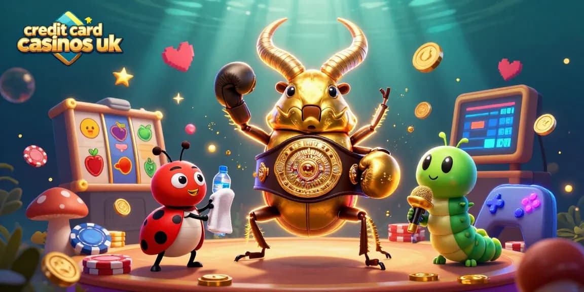 Engage with top credit card casinos UK in a vibrant, animated casino scene.