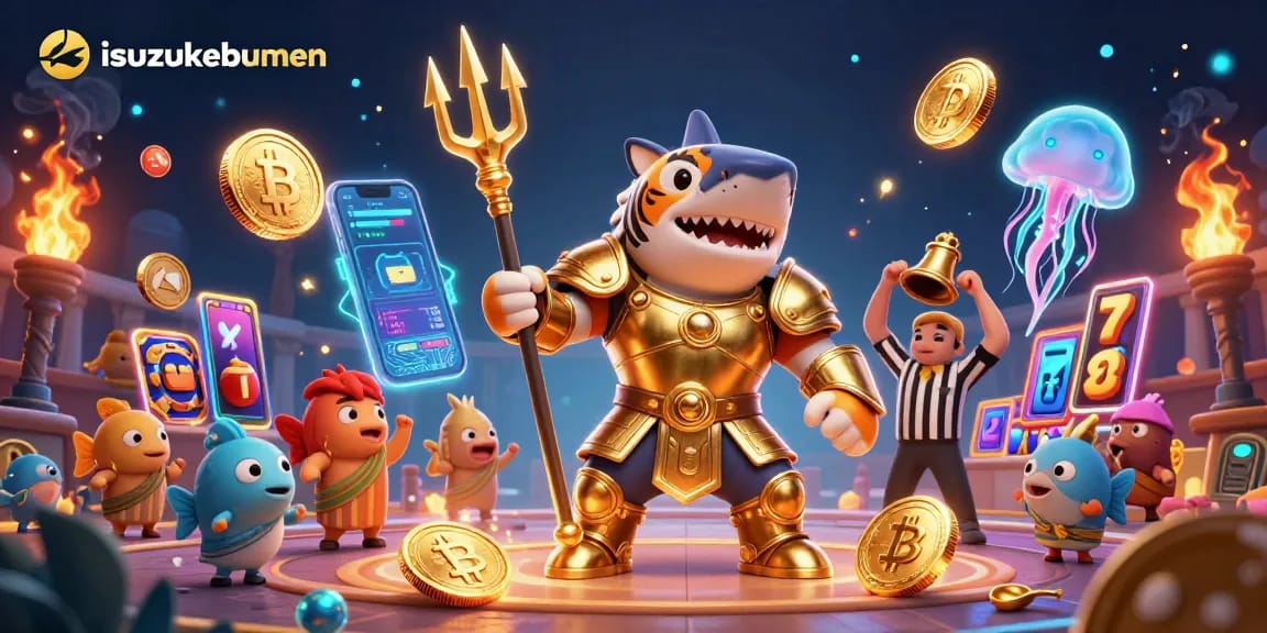 Engage in thrilling gameplay with isuzukebumen, featuring a vivid underwater colosseum scene.