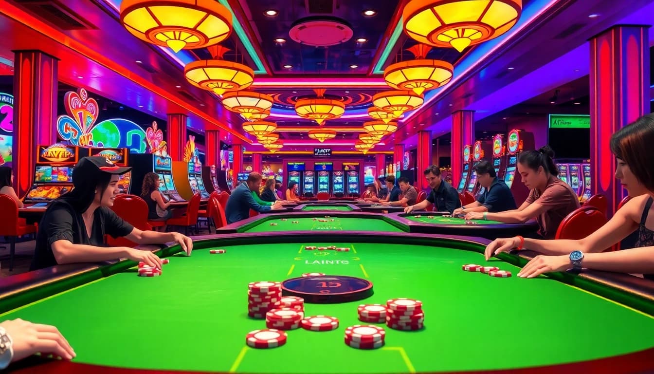 Aktivitas menarik di PLANET77 casino dengan pemain menikmati permainan meja yang seru.