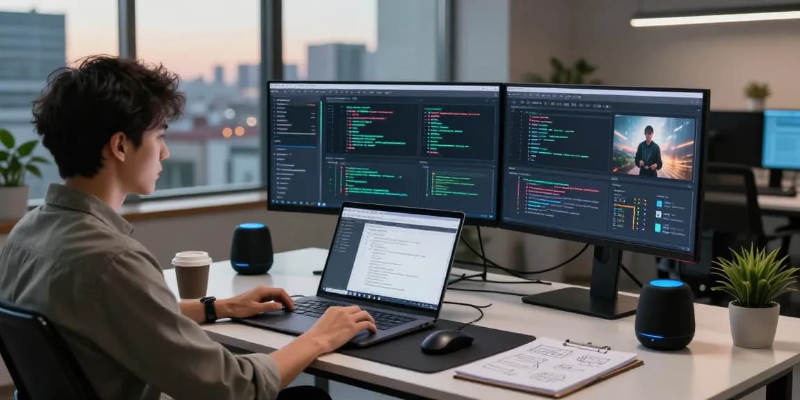 AI detector analysis workspace with diverse screens showcasing image moderation and real-time data analysis.