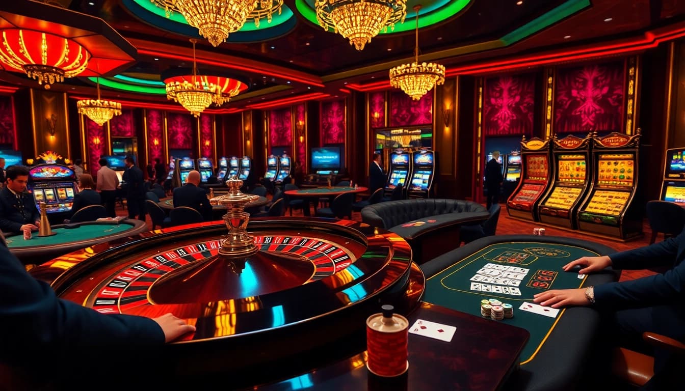 Explore hidden wiki links at a luxurious casino featuring poker tables and roulette excitement.