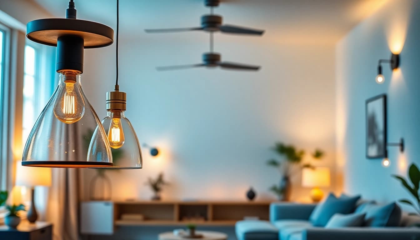Showcase of innovative lighting solutions in a modern living space, highlighting aesthetics and functionality.