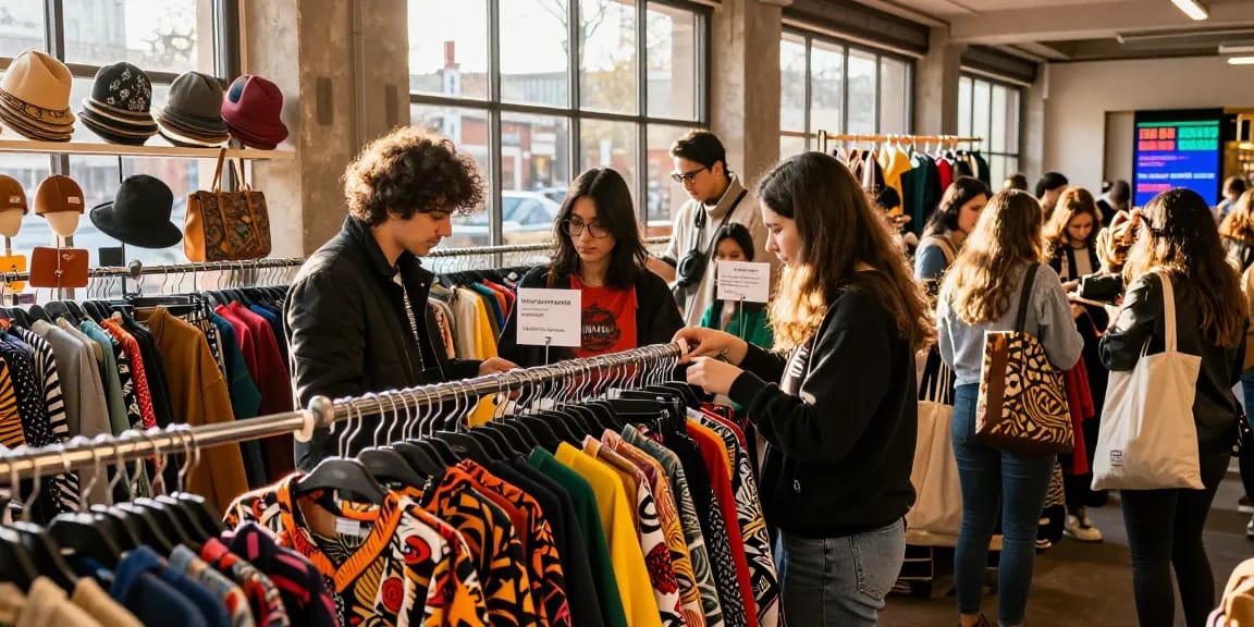 lucky77 shopping experience with vibrant apparel in urban market