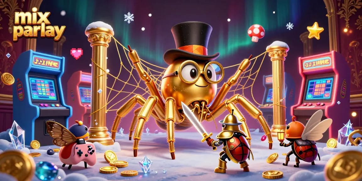 Engage with mix parlay betting strategies showcased in a vibrant casino scene featuring dynamic characters and game elements.