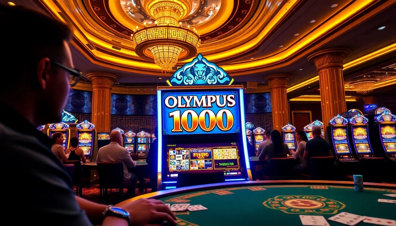 Experience a thrilling win at Olympus 1000 slot with vibrant casino visuals and excitement.