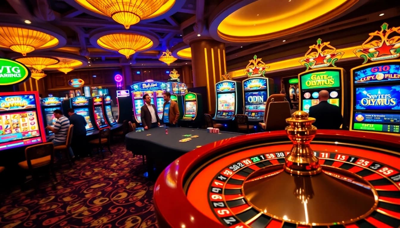 Experience the excitement of winning with idnslot in a vibrant casino setting filled with slot machines.