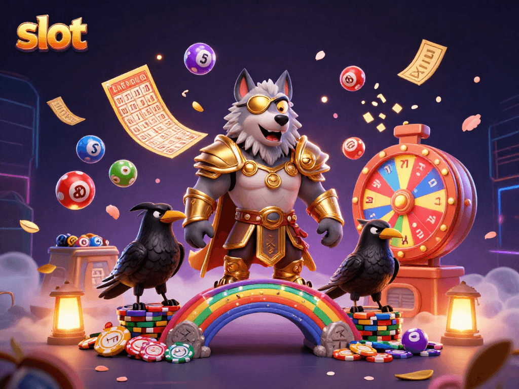 Engage in thrilling slot gameplay with Odin, his ravens, and vibrant casino elements.
