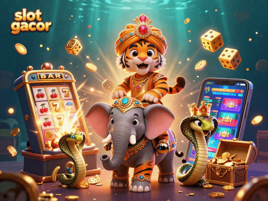 Experience slot gacor winnings with an exciting, vibrant casino scene illustration.