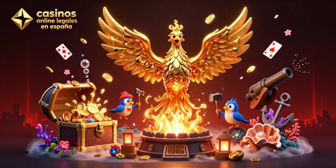 Juega en los casinos online legales en España con un diseño vibrante y dinámico lleno de oro y emoción.