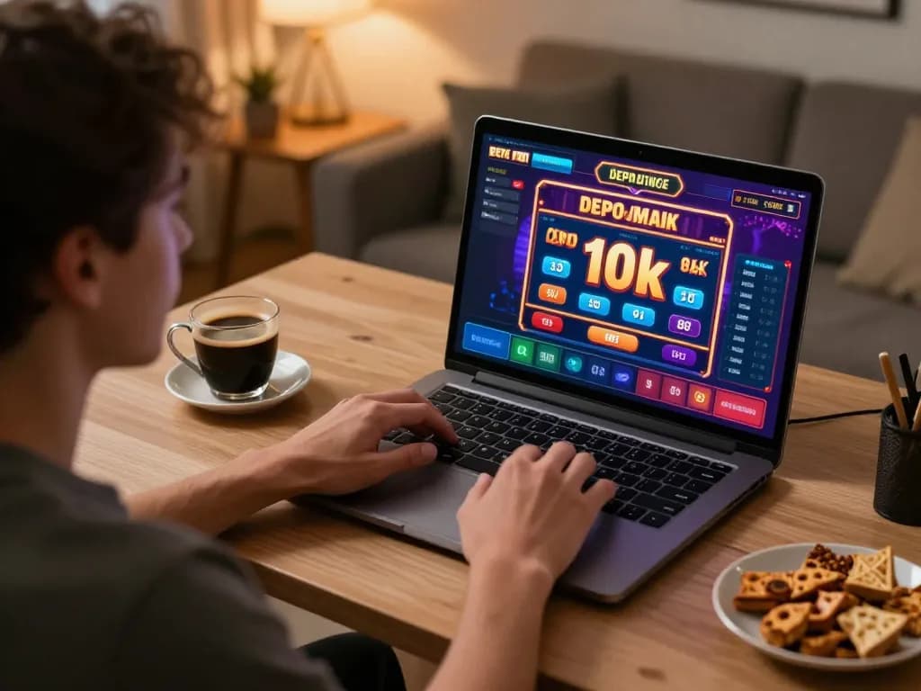 Experience the thrill of slot depo 10k with engaging gameplay on a modern gaming setup.