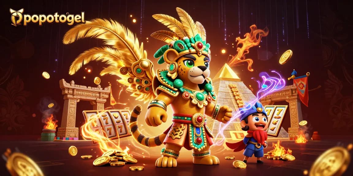 Experience the excitement of popotogel with dynamic slot reels and vibrant 3D characters in action.