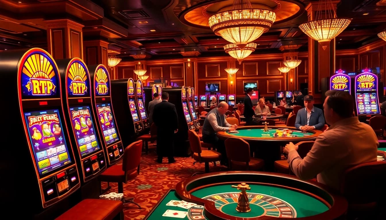Experience high RTP Pragmatic Play slots with players celebrating wins at an elegant casino.