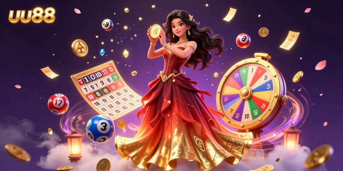 Experience the excitement at uu88, where golden coins shower during captivating lottery and gaming action.