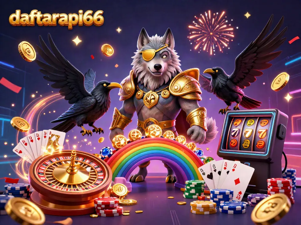 Experience thrilling gameplay at daftarapi66 with Odin and his ravens at a magical casino bridge.