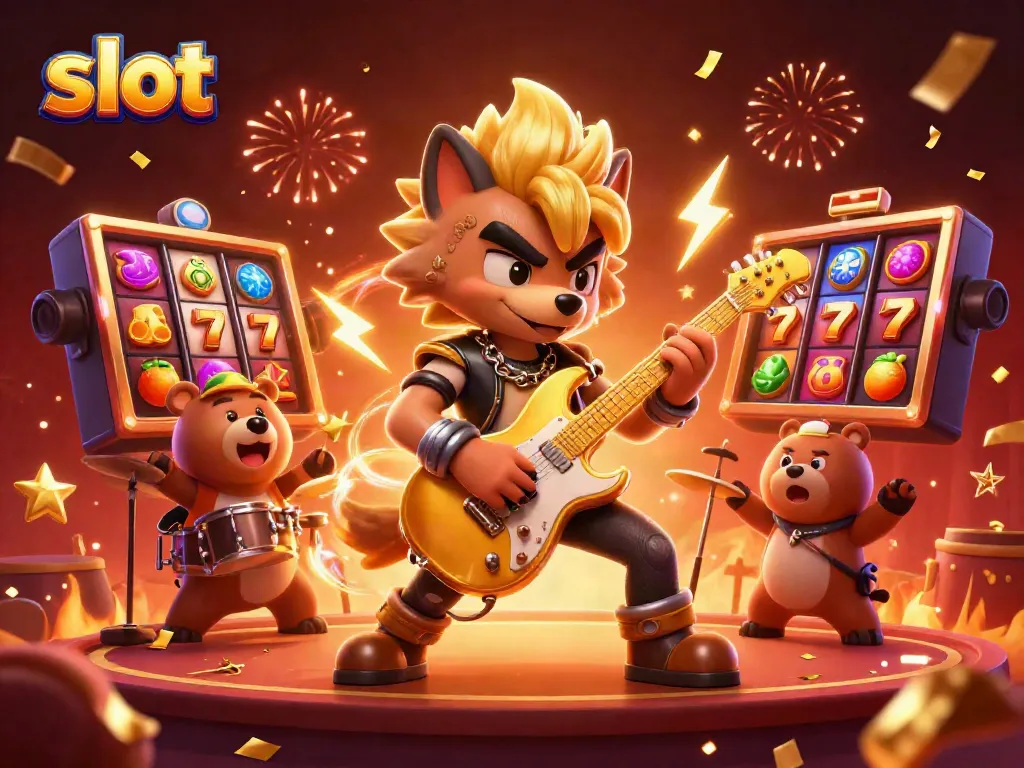 Experience the thrill of slot gameplay with vibrant characters and colorful elements in a dynamic casino scene.