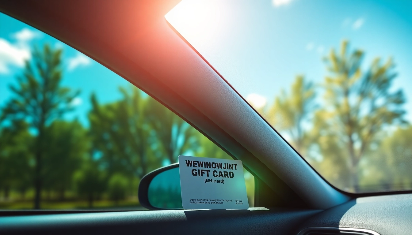 Enhance your vehicle’s look with a window tint gift card displayed stylishly in a car interior.