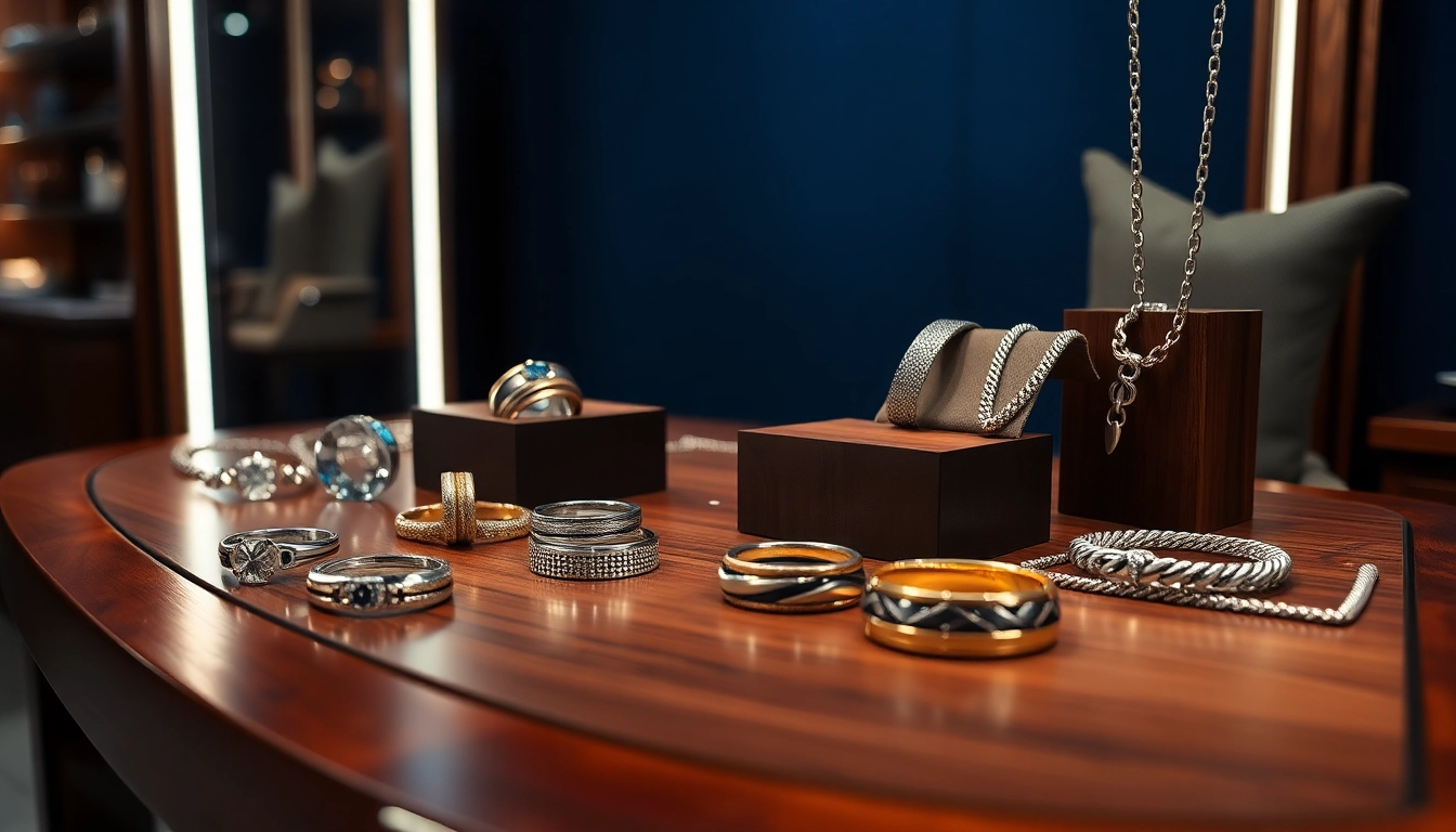 Showcasing stunning men's jewelry designs with intricate details and luxurious finishes.