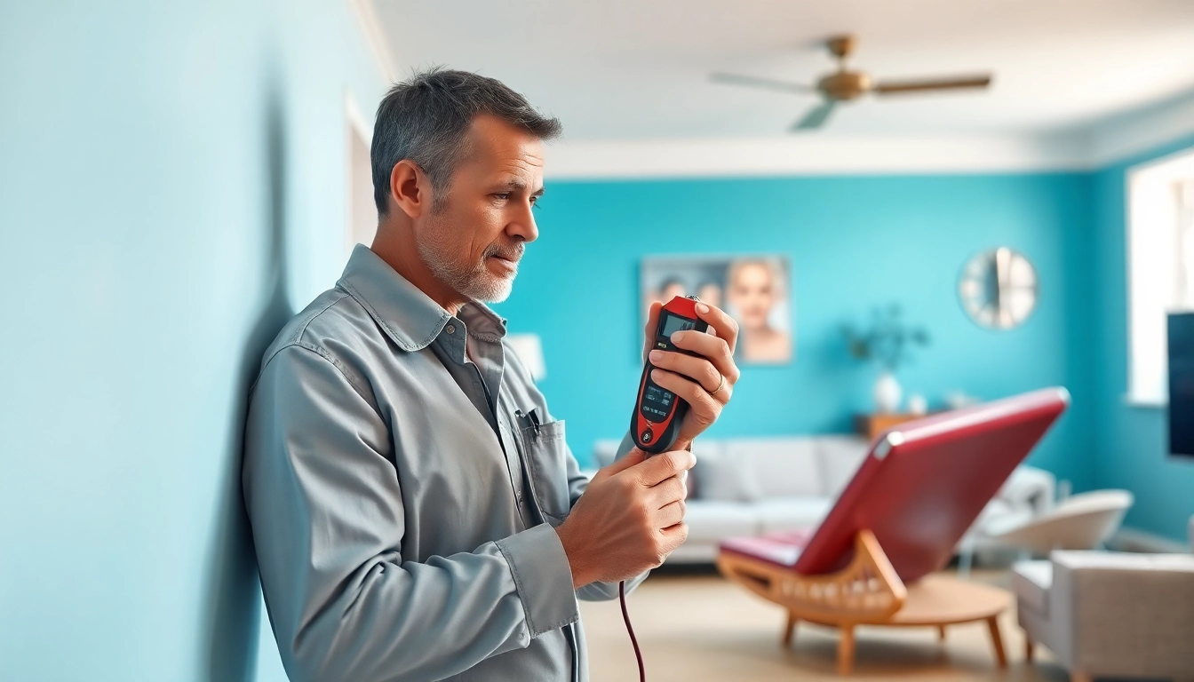 Inspecting dampness due to spray foam causing damp in a well-lit room with tools.