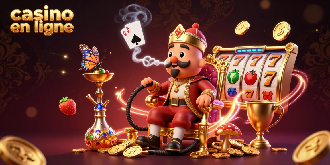 Jouer à des jeux de casino en ligne avec une illustration colorée pleine d'éléments de chance.